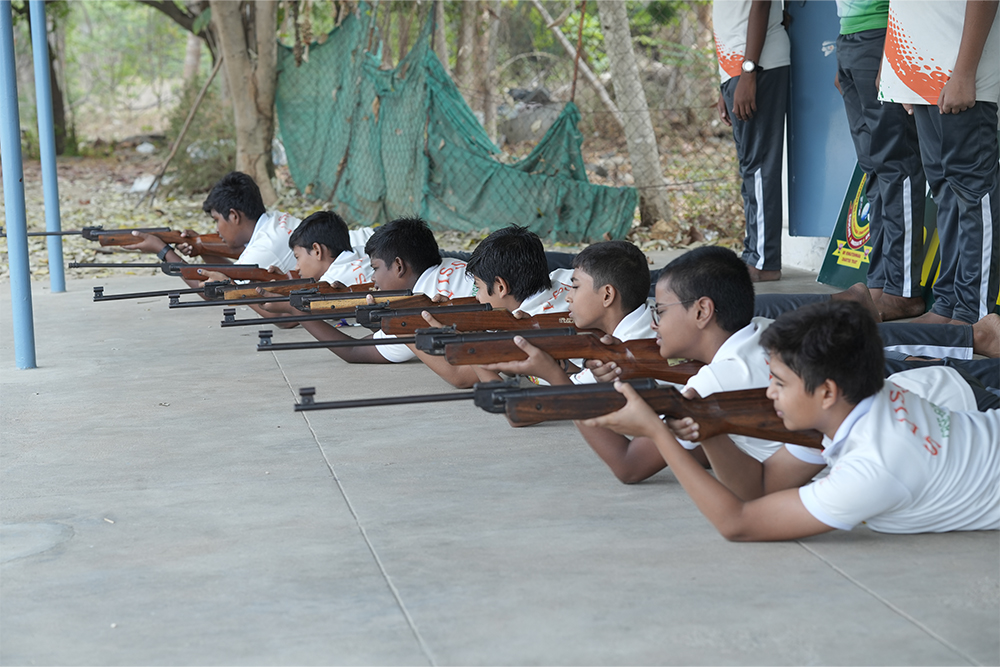 Shooting practice at Sri Venkateshwara International Senior Secondary School